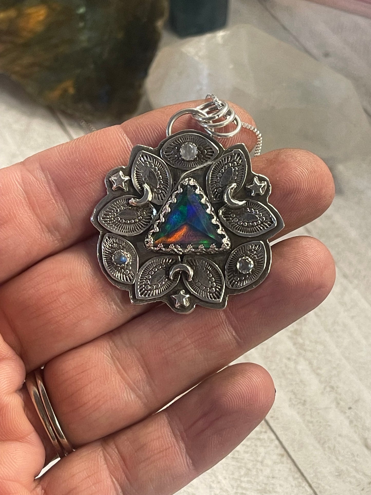 Aurora Opal Celestial Prism Necklace