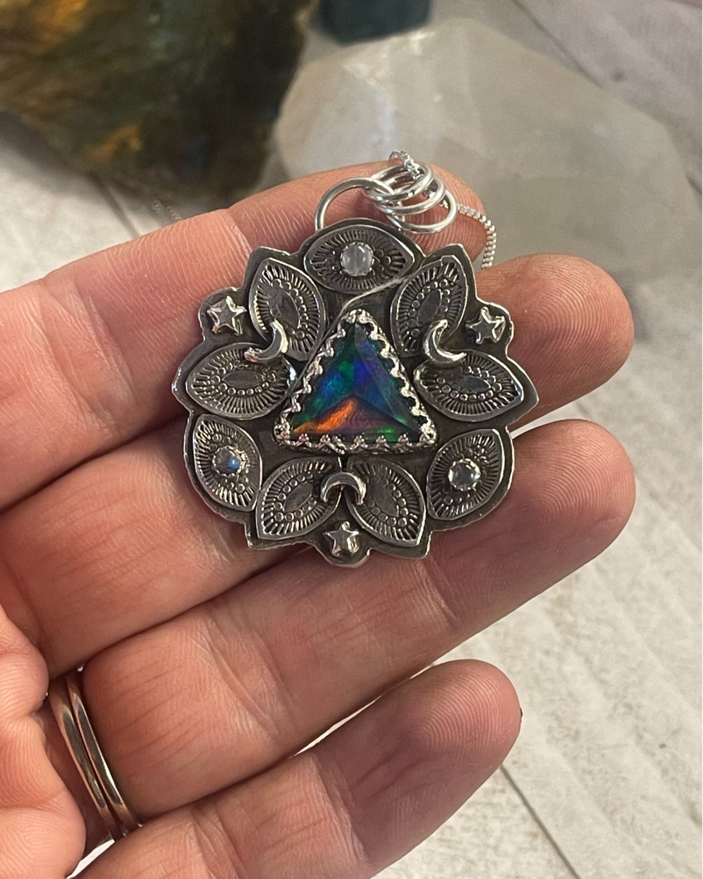 Aurora Opal Celestial Prism Necklace