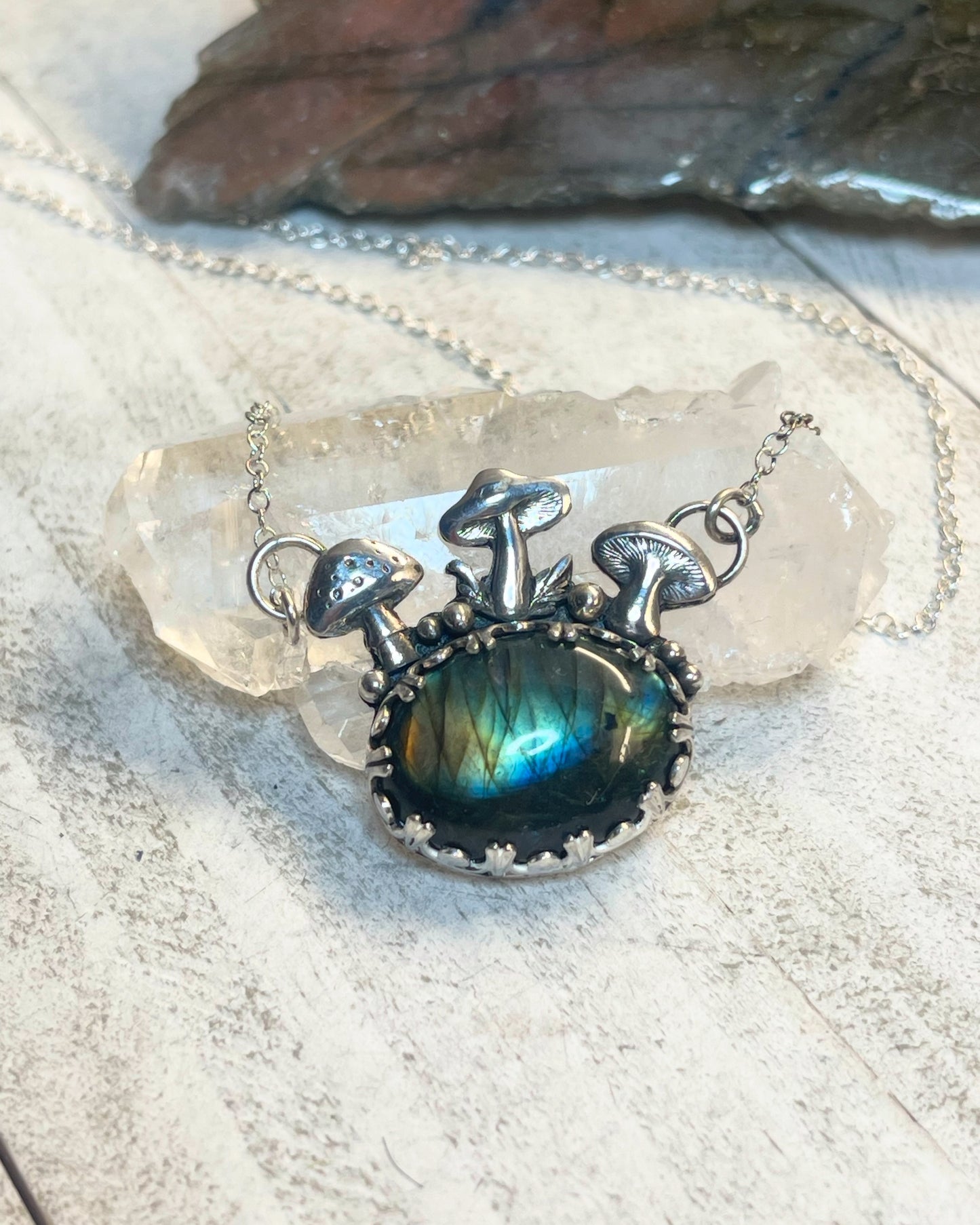 Labradorite Mushroom Forest Necklace