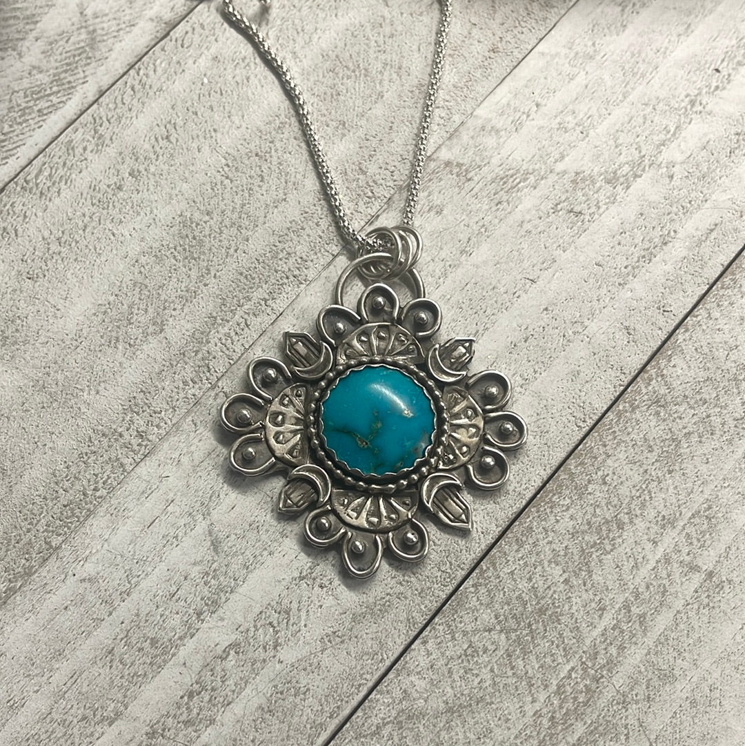 Turquoise Crystal Moon Mandala