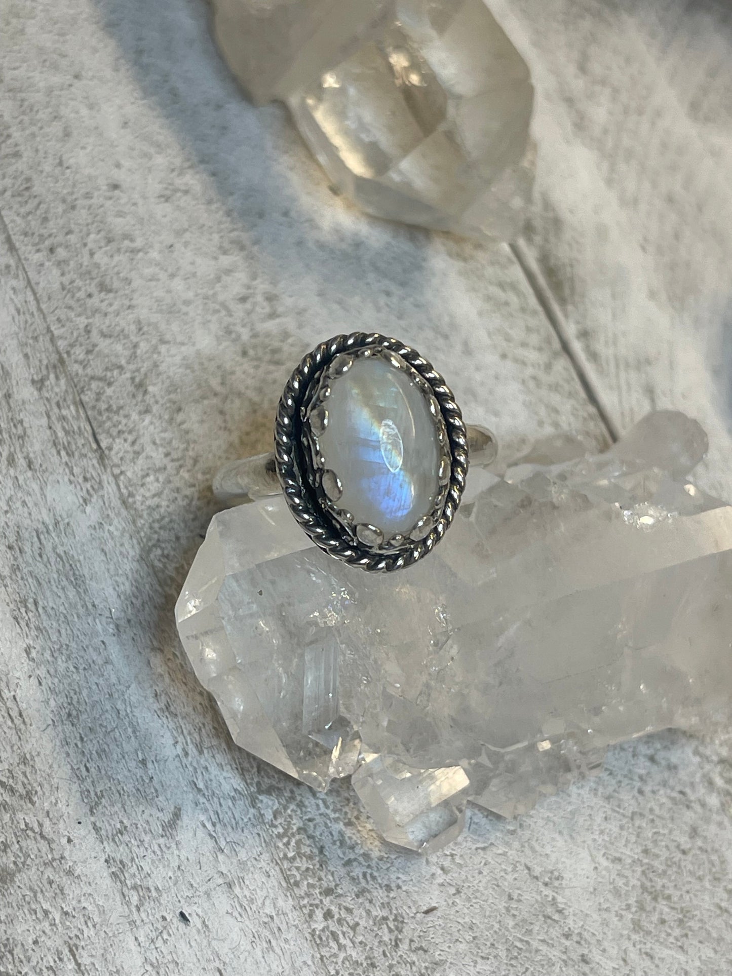 Rainbow Moonstone Ring size 9