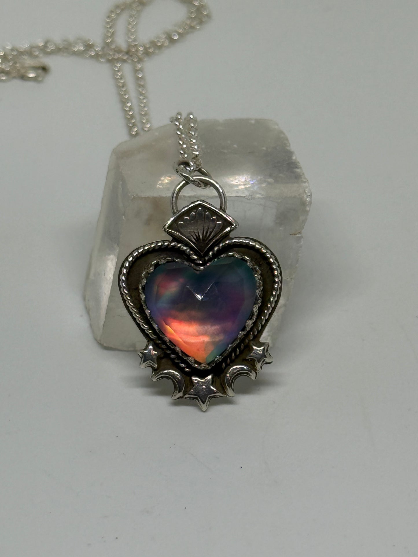 Aurora Opal Heart Necklace