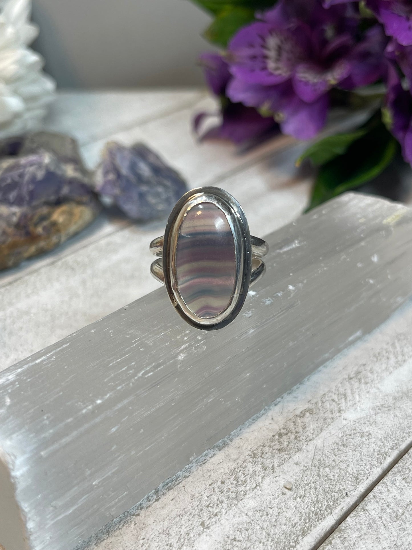 Fluorite Ring Sterling Silver size 7