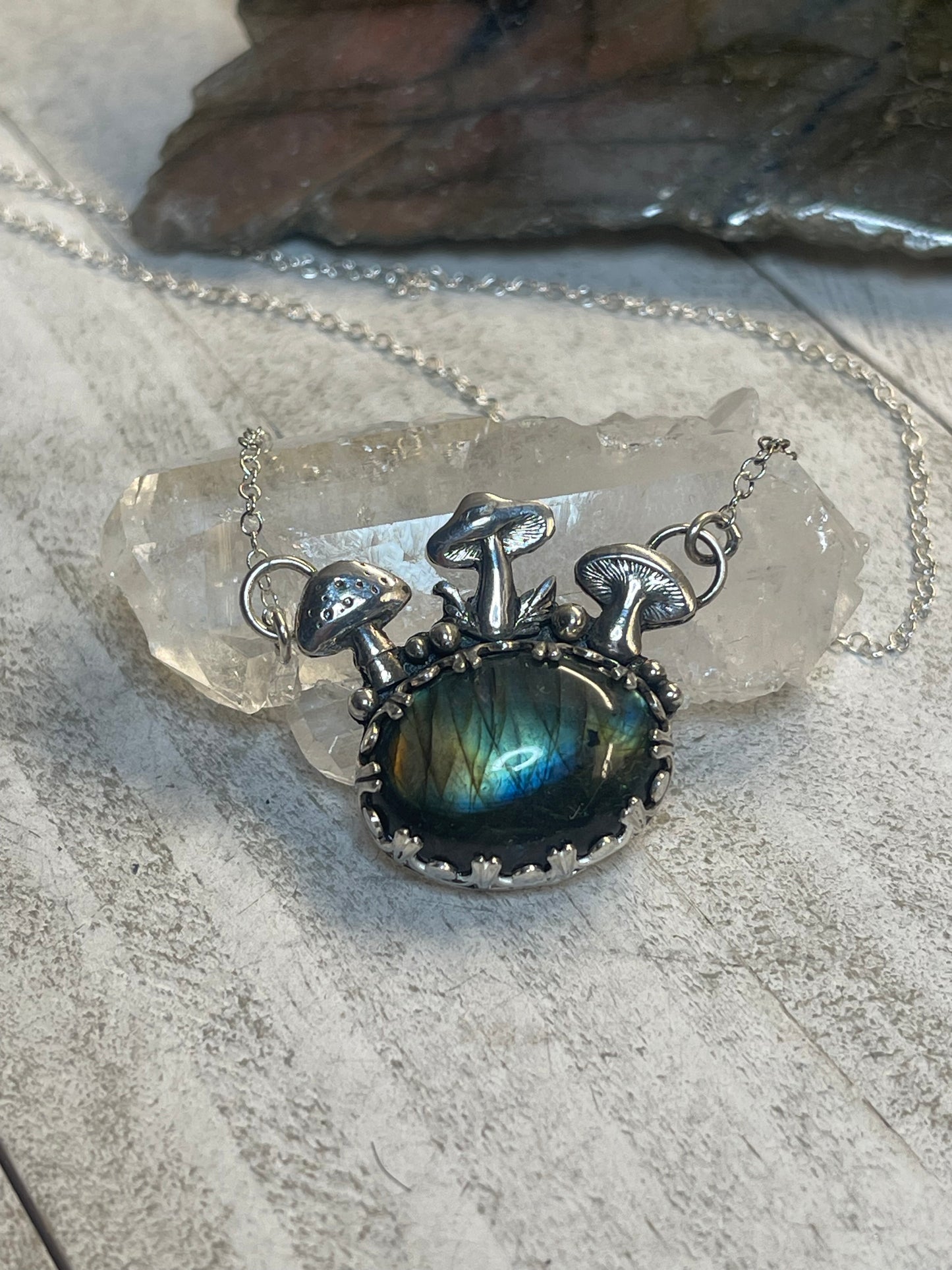 Labradorite Mushroom Forest Necklace