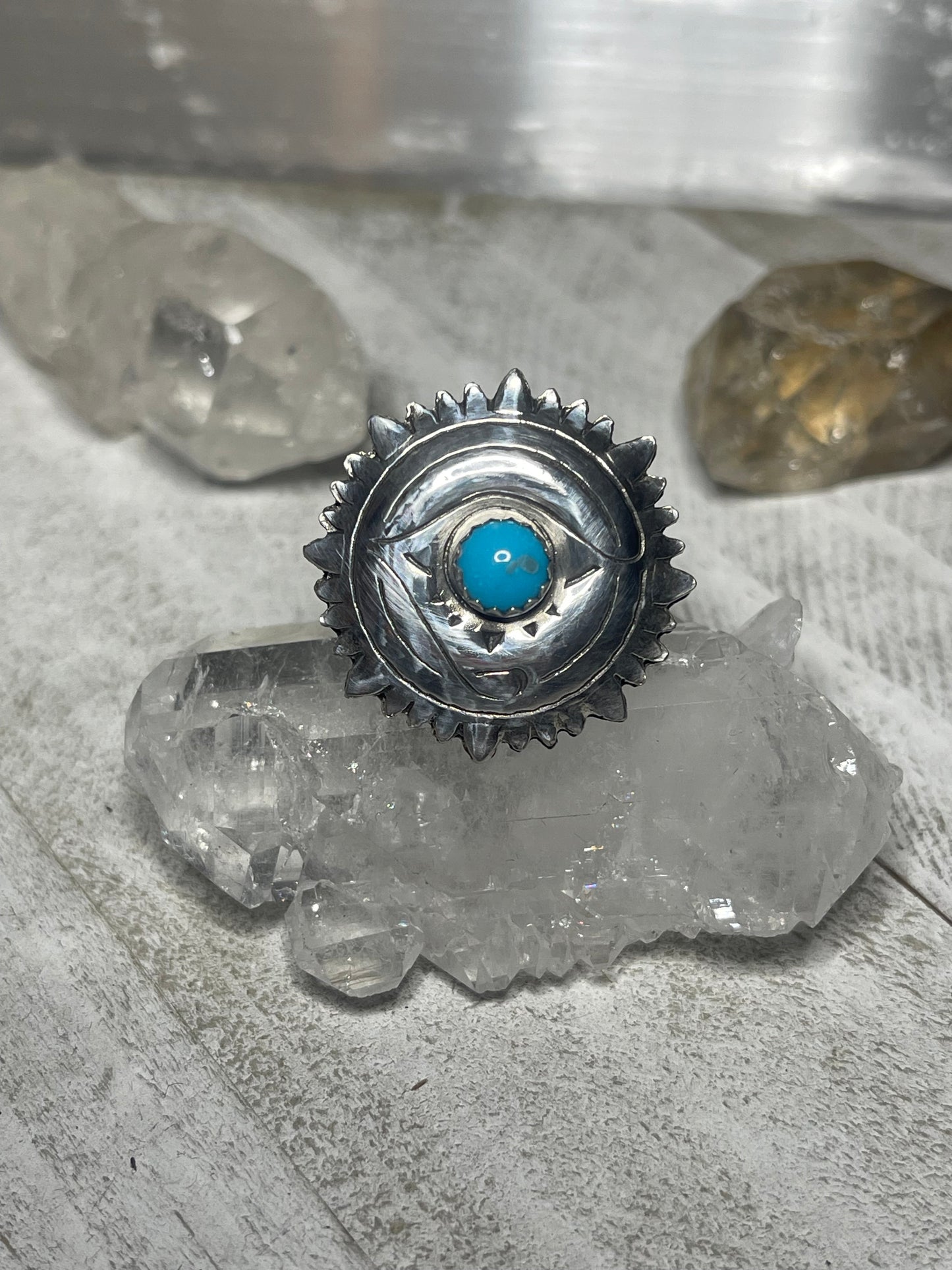 Turquoise Eye of Horus Ring size 7