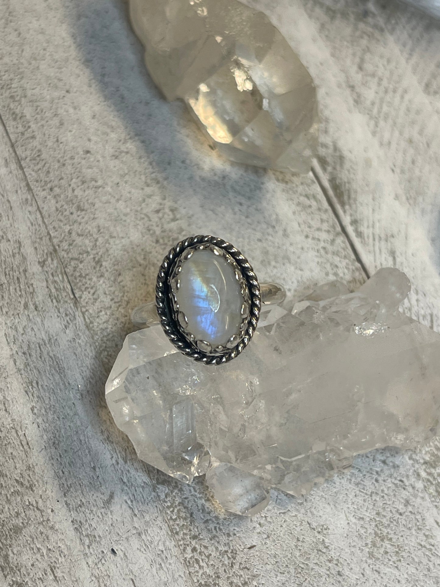 Rainbow Moonstone Ring size 9