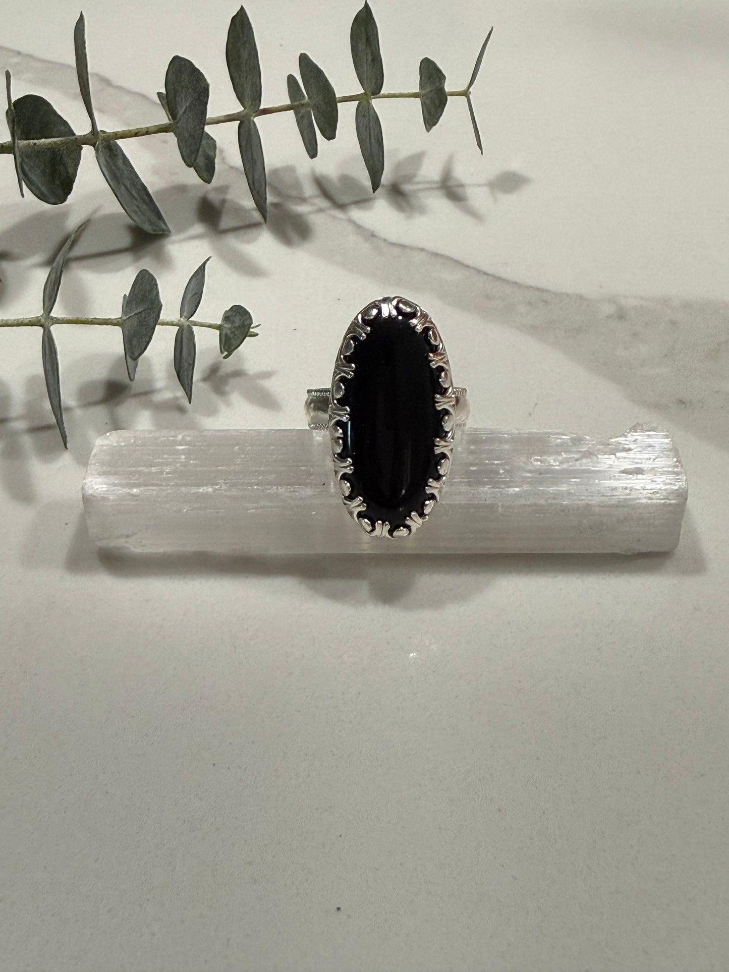 Onyx Ring Sterling Silver Size 10 1/2