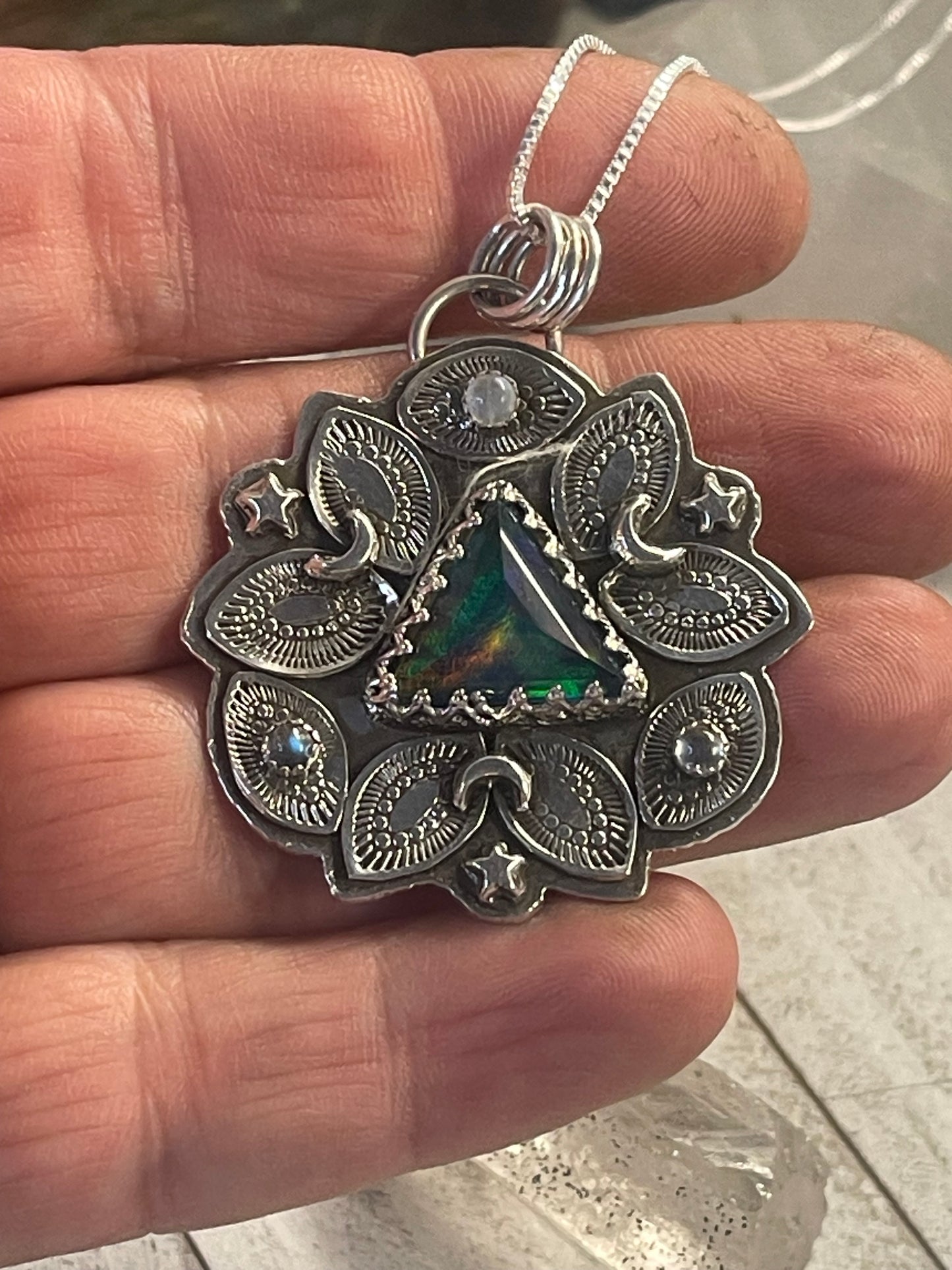 Aurora Opal Celestial Prism Necklace
