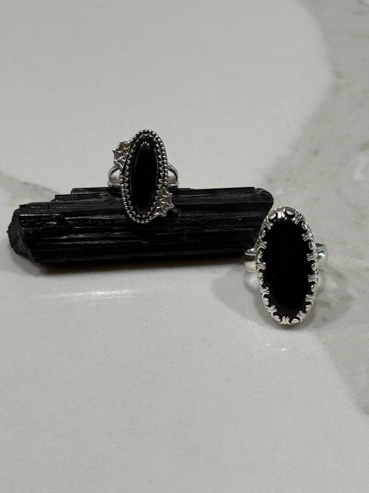 Onyx spiderweb ring size 8