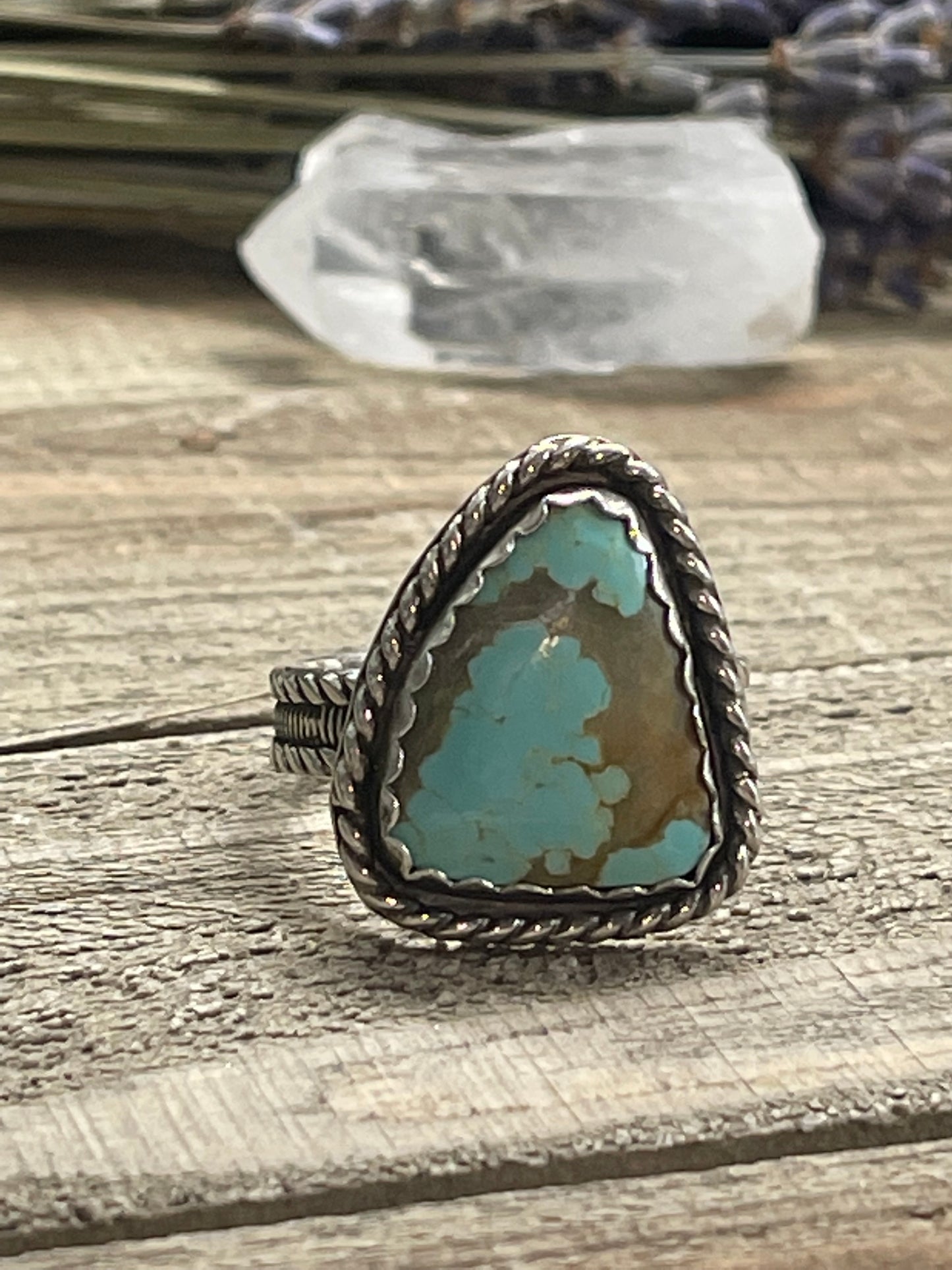 Number 8 Turquoise sterling silver ring