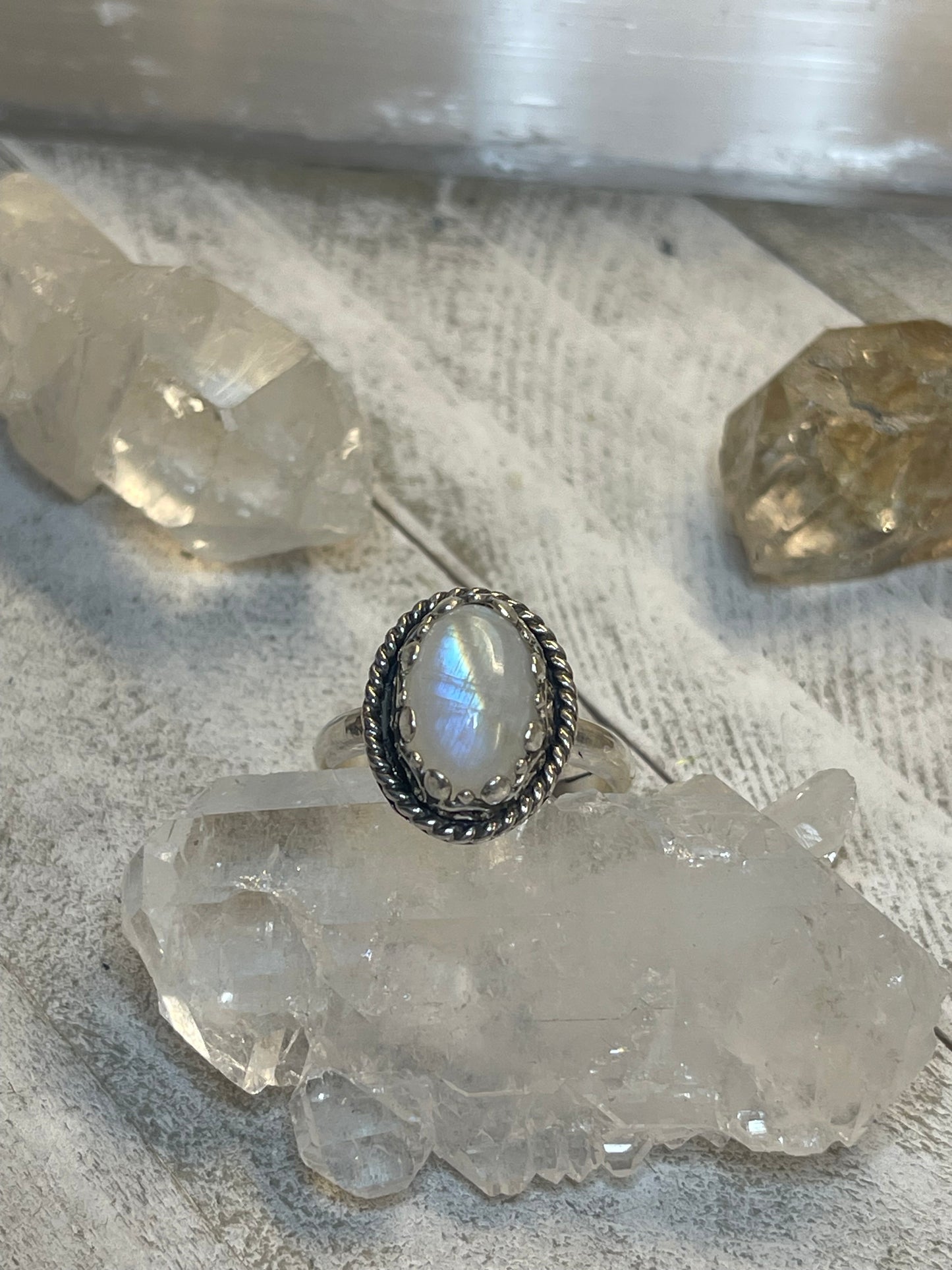Rainbow Moonstone Ring size 9