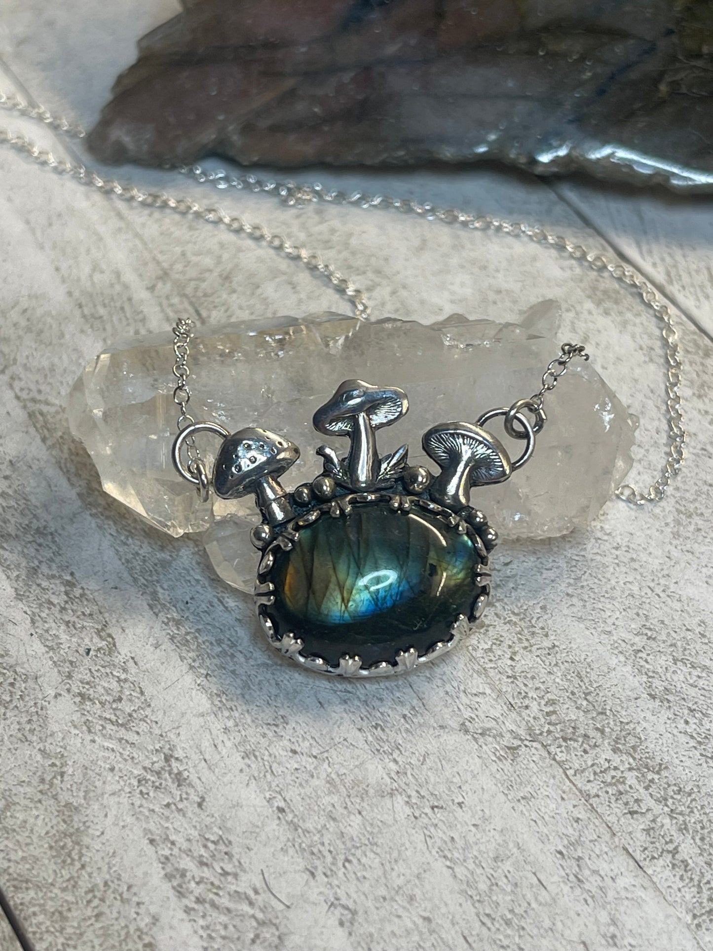 Labradorite Mushroom Forest Necklace