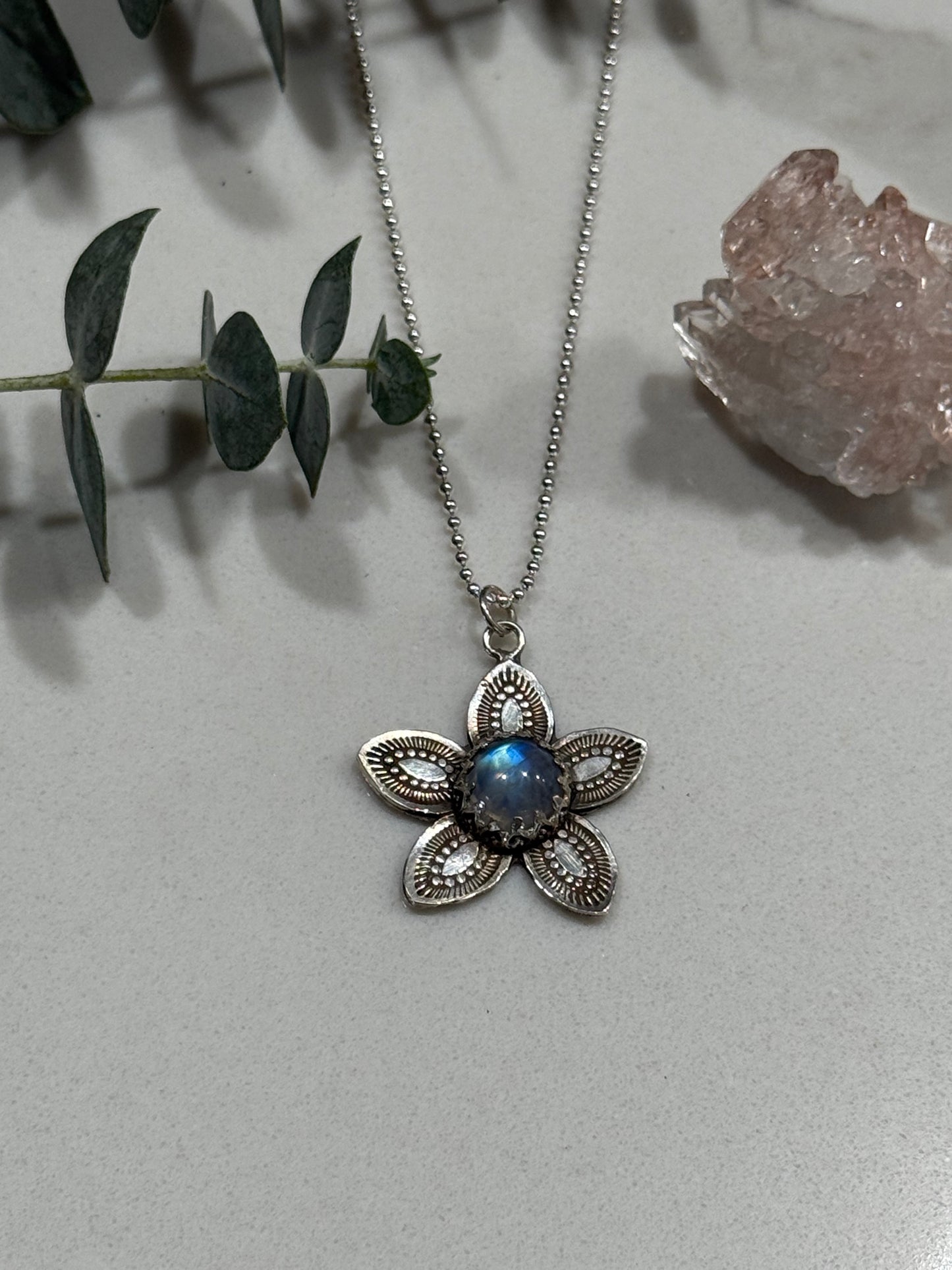 Moonstone Flower Necklace