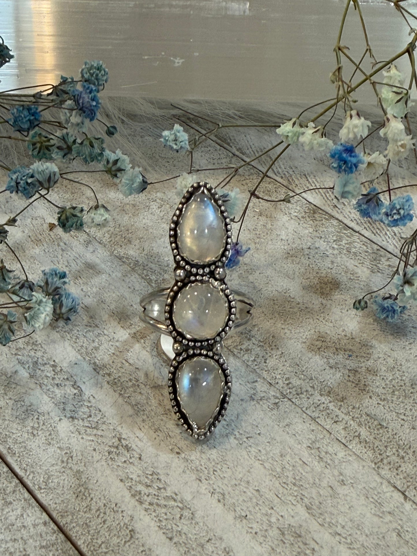 Moonstone multi stone ring size 9 1/2