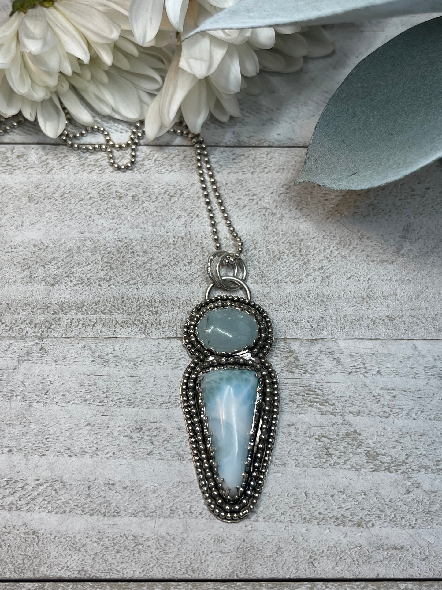 Aquamarine & Larimar Sterling Silver Necklace