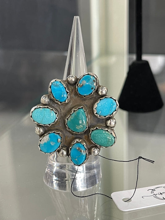 Turquoise Flower ring size 7