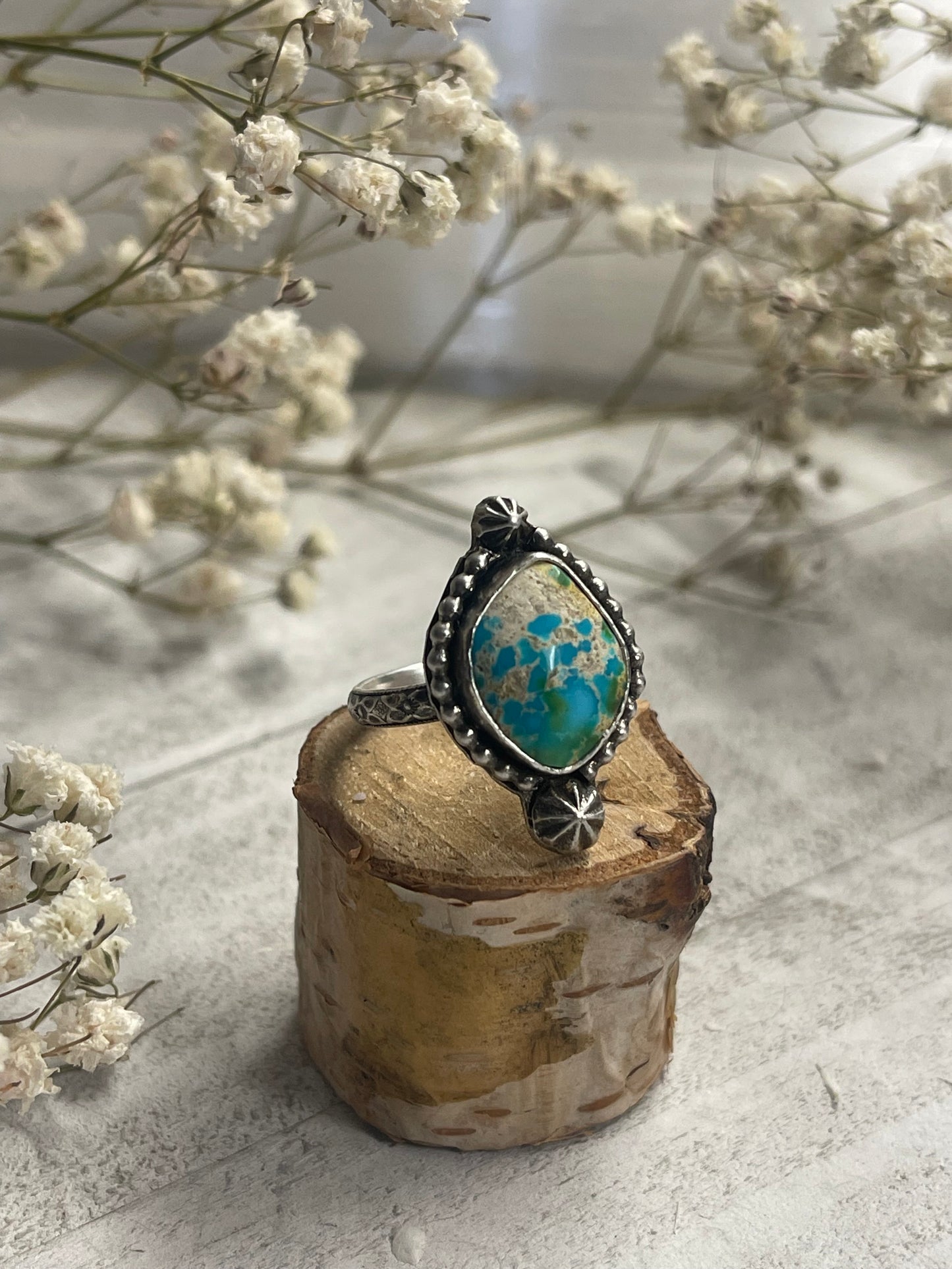 Turquoise Sonoran Gold Ring Size 7