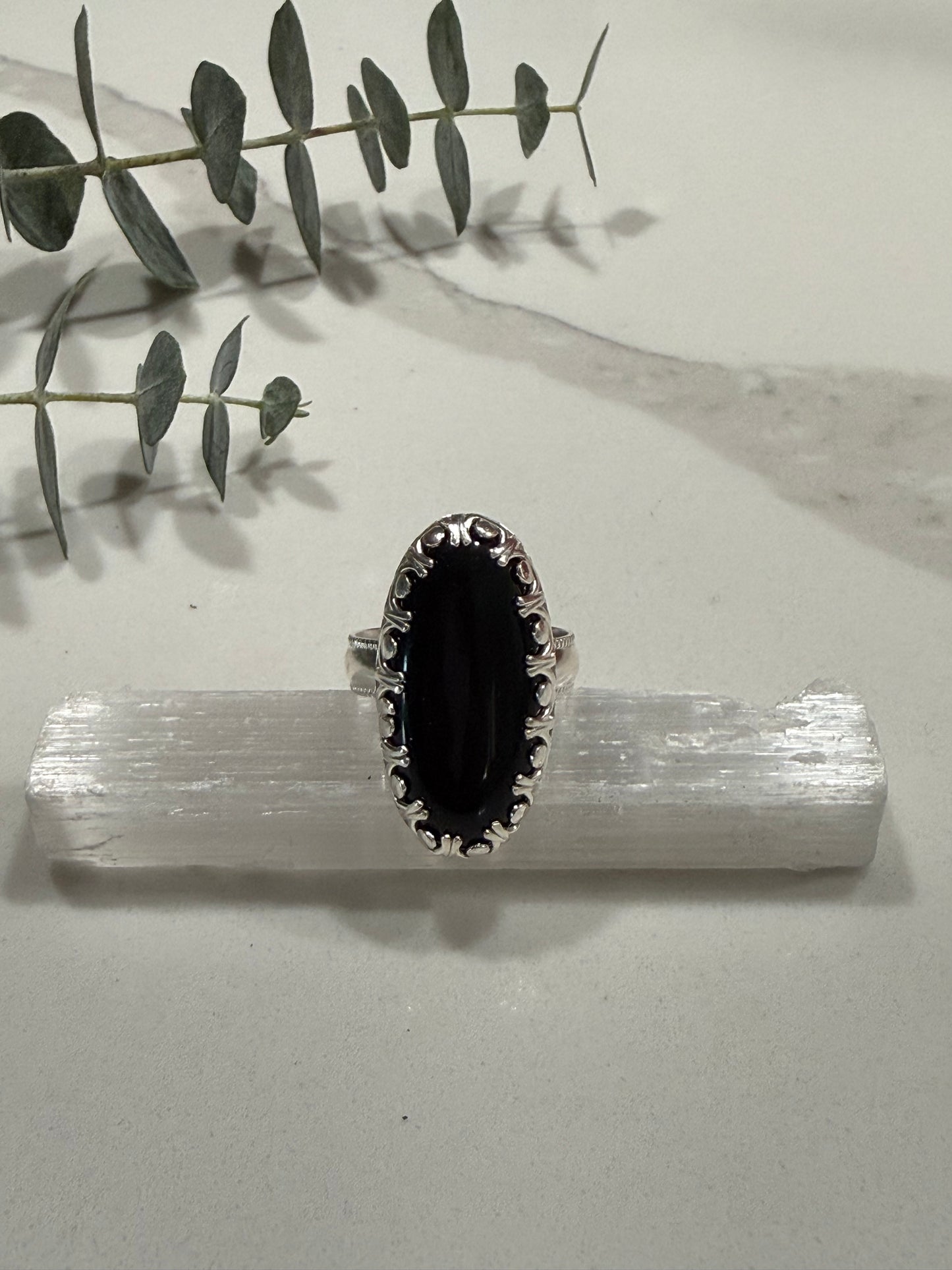 Onyx Ring Sterling Silver Size 10 1/2