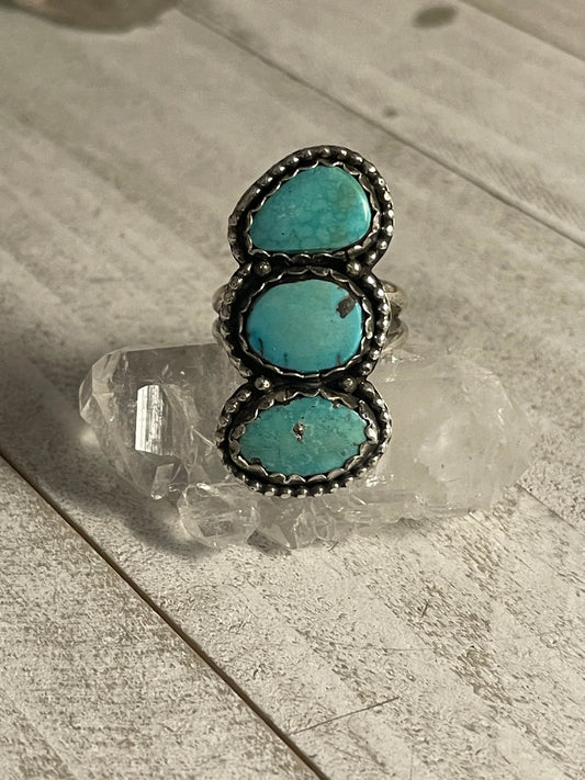 3 stone Turquoise Ring size 10 1/2