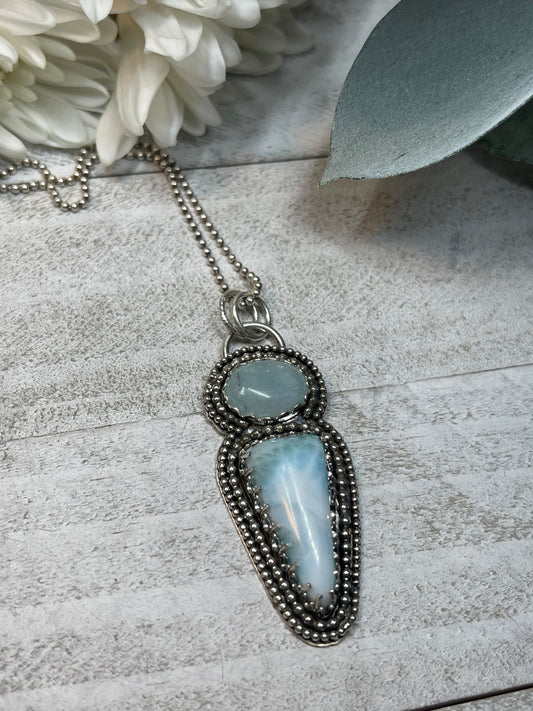 Aquamarine & Larimar Sterling Silver Necklace