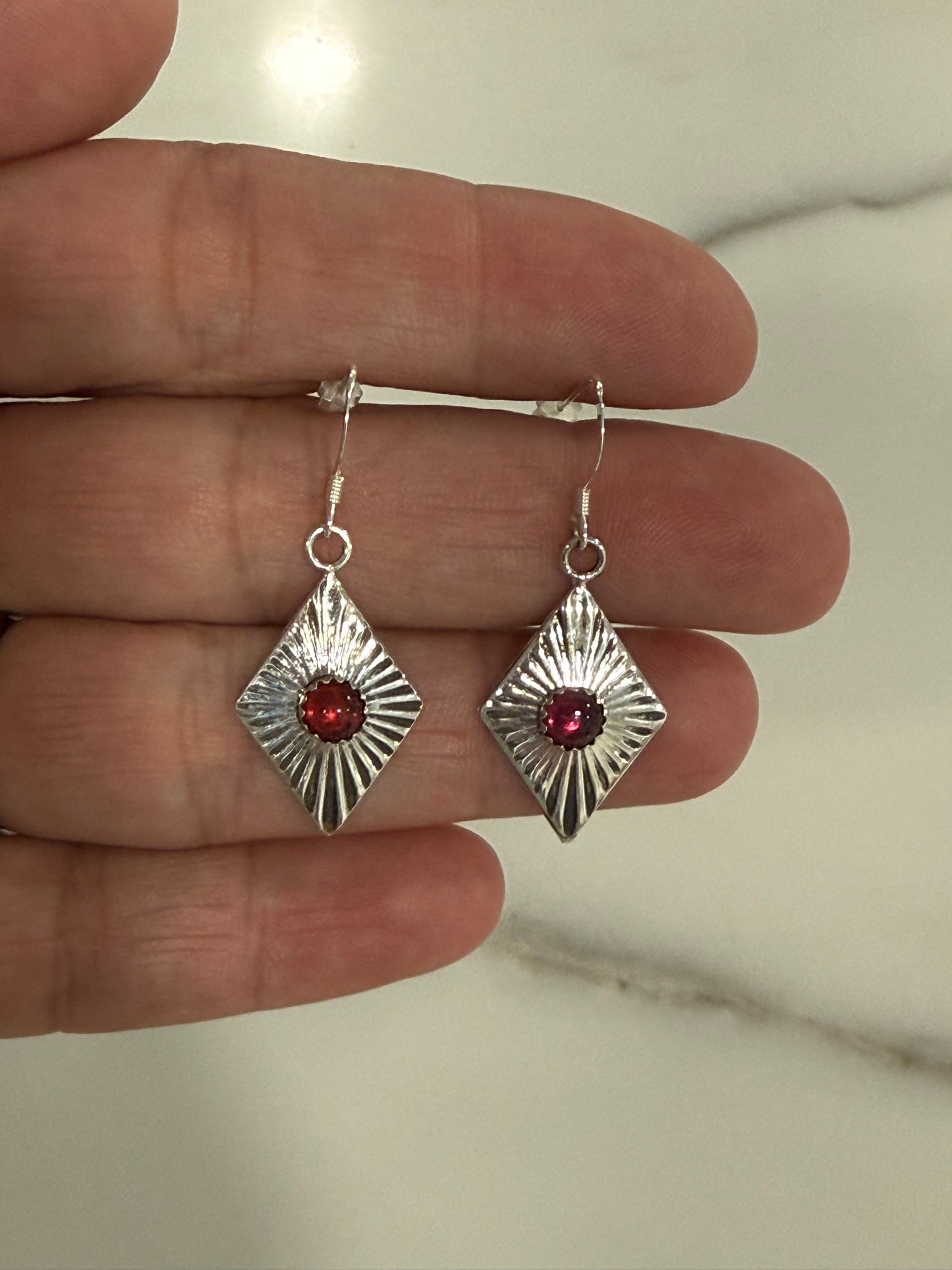 Garnet Starburst Earrings
