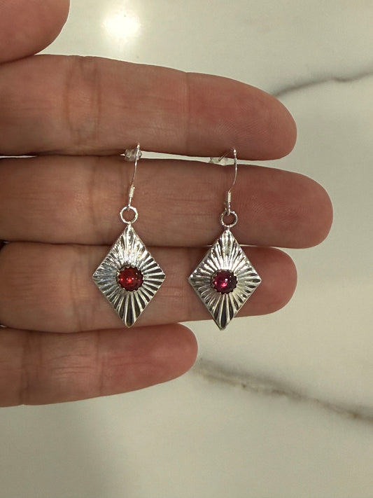 Garnet Starburst Earrings