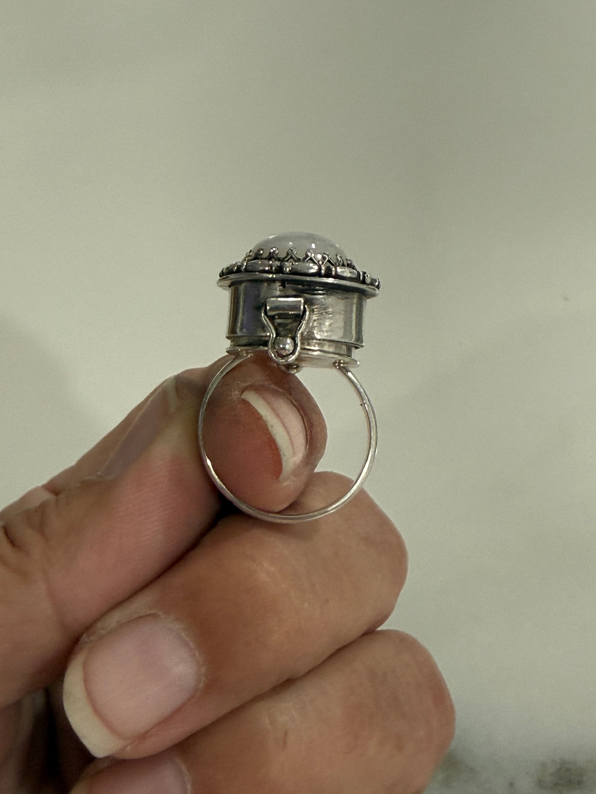 Moonstone Poison Ring sz 8