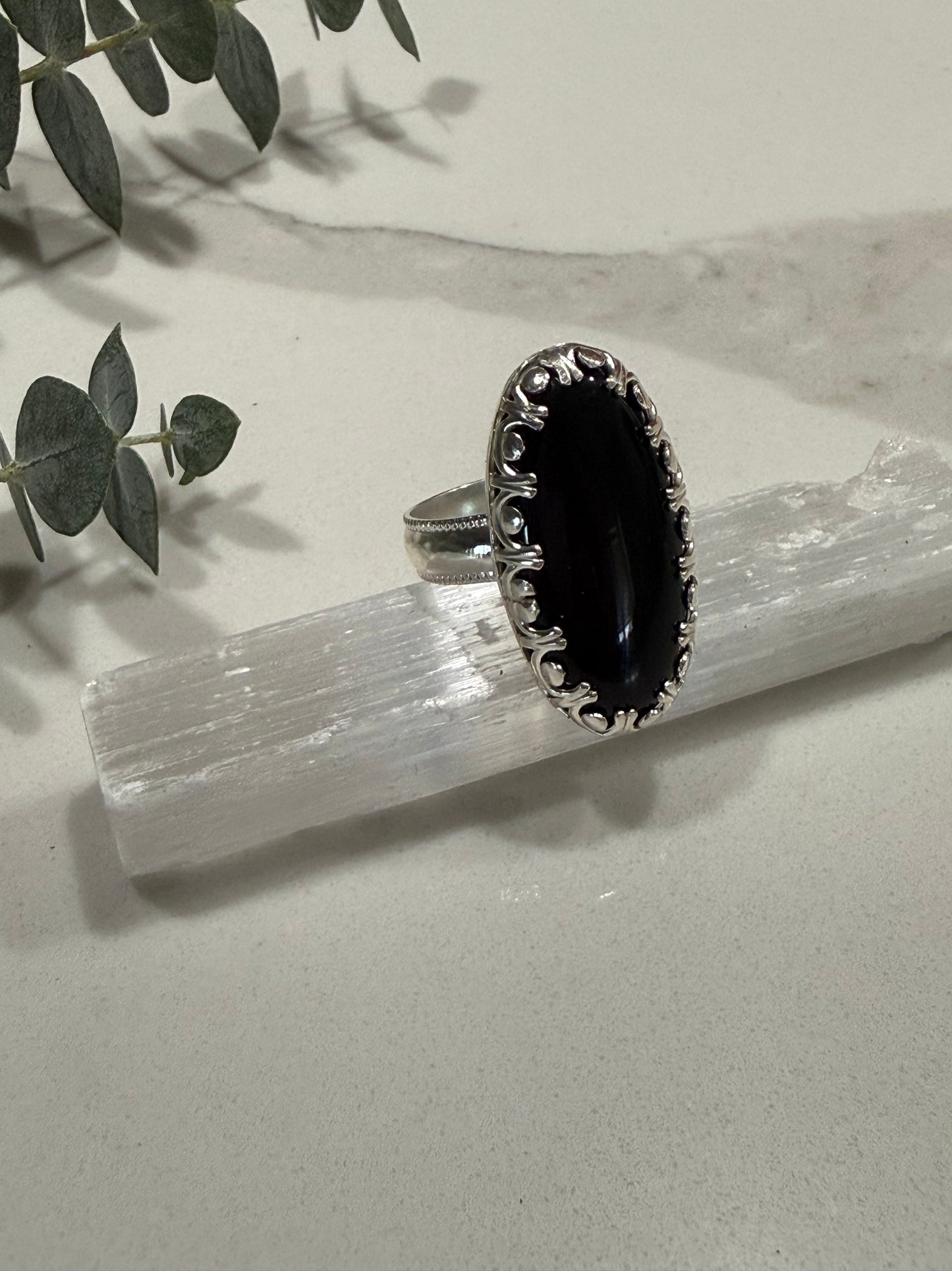 Onyx Ring Sterling Silver Size 10 1/2