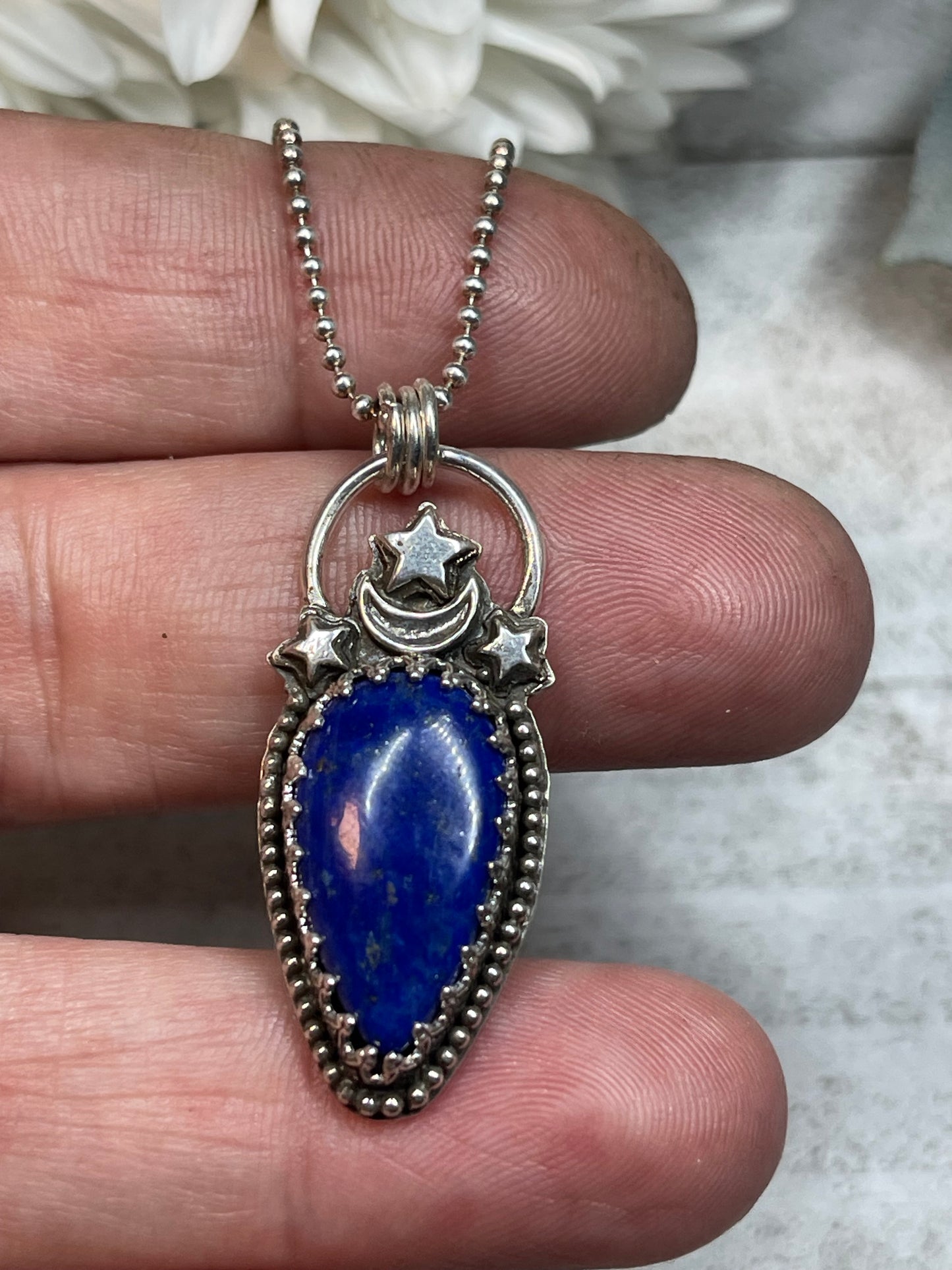 Lapis Lazuli Teardrop Cosmos Necklace