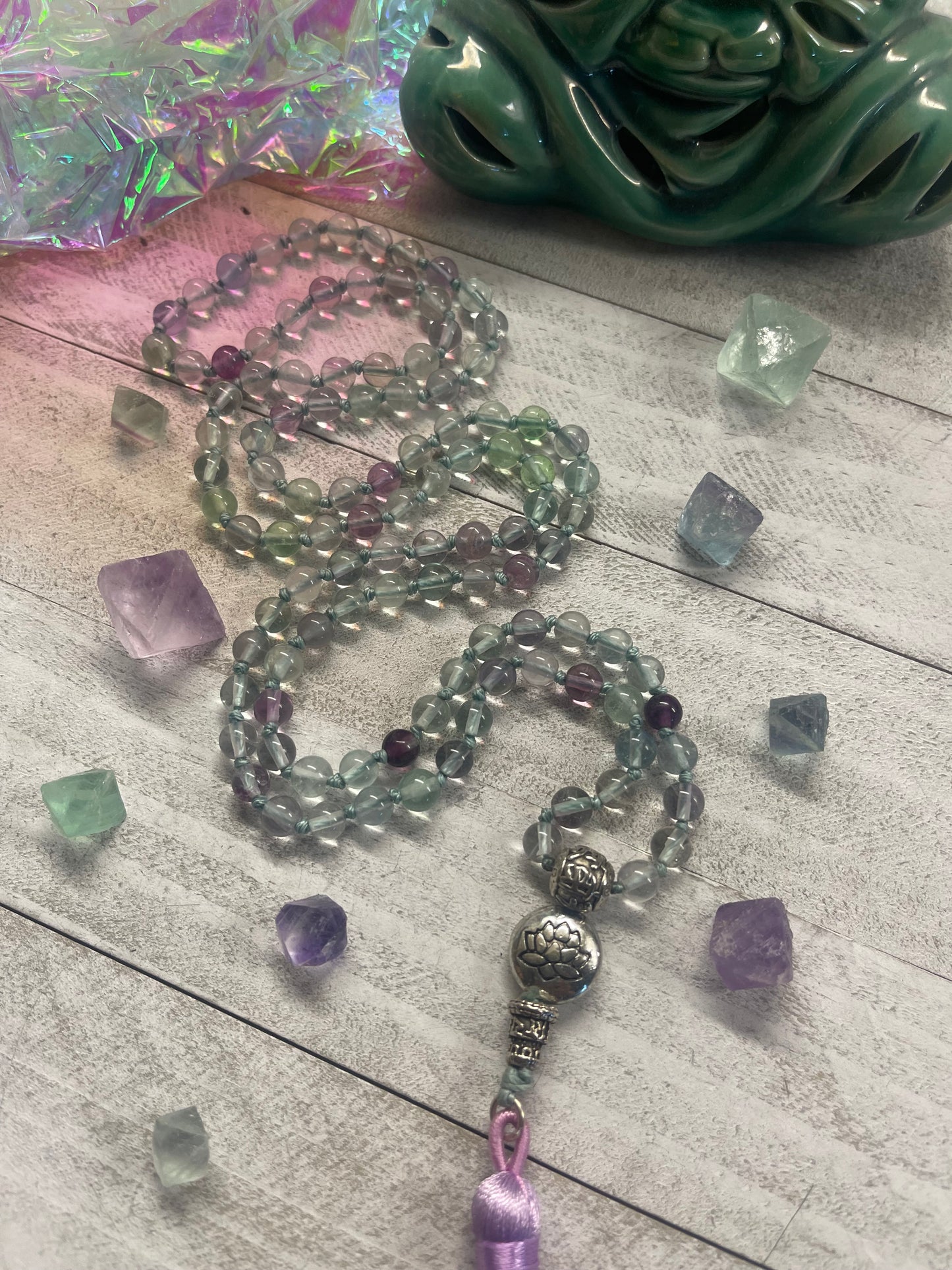 Fluorite Serene Lotus Mala