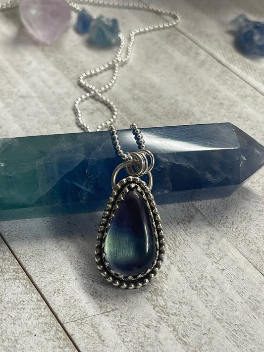 Fluorite Rainbow Teardrop Necklace