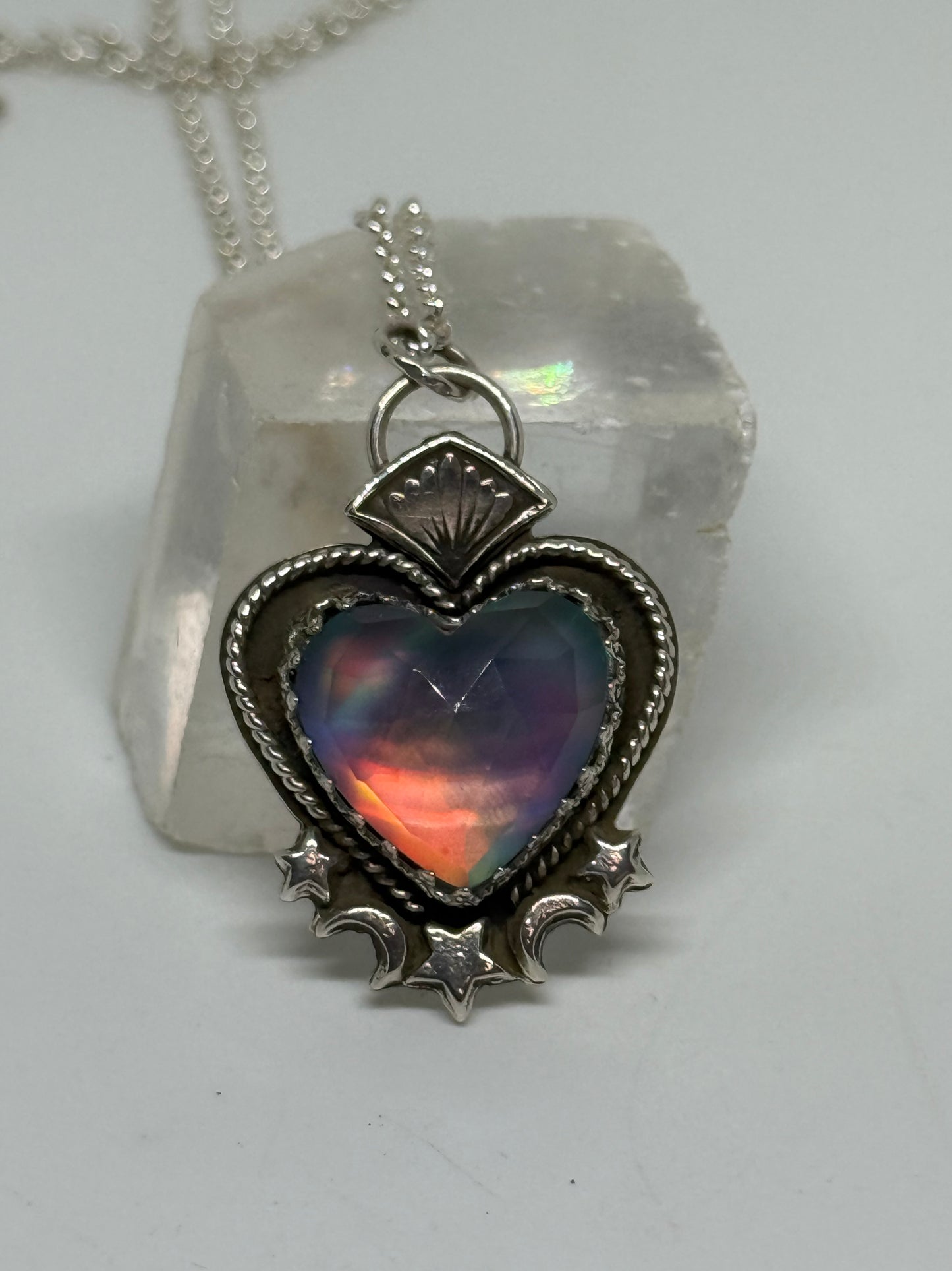 Aurora Opal Heart Necklace