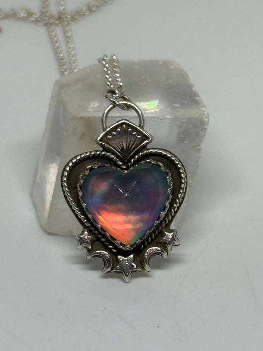 Aurora Opal Heart Necklace