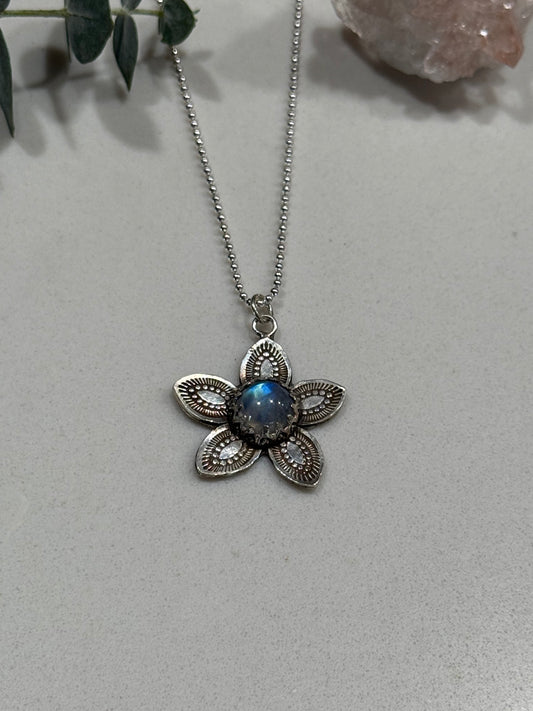 Moonstone Flower Necklace