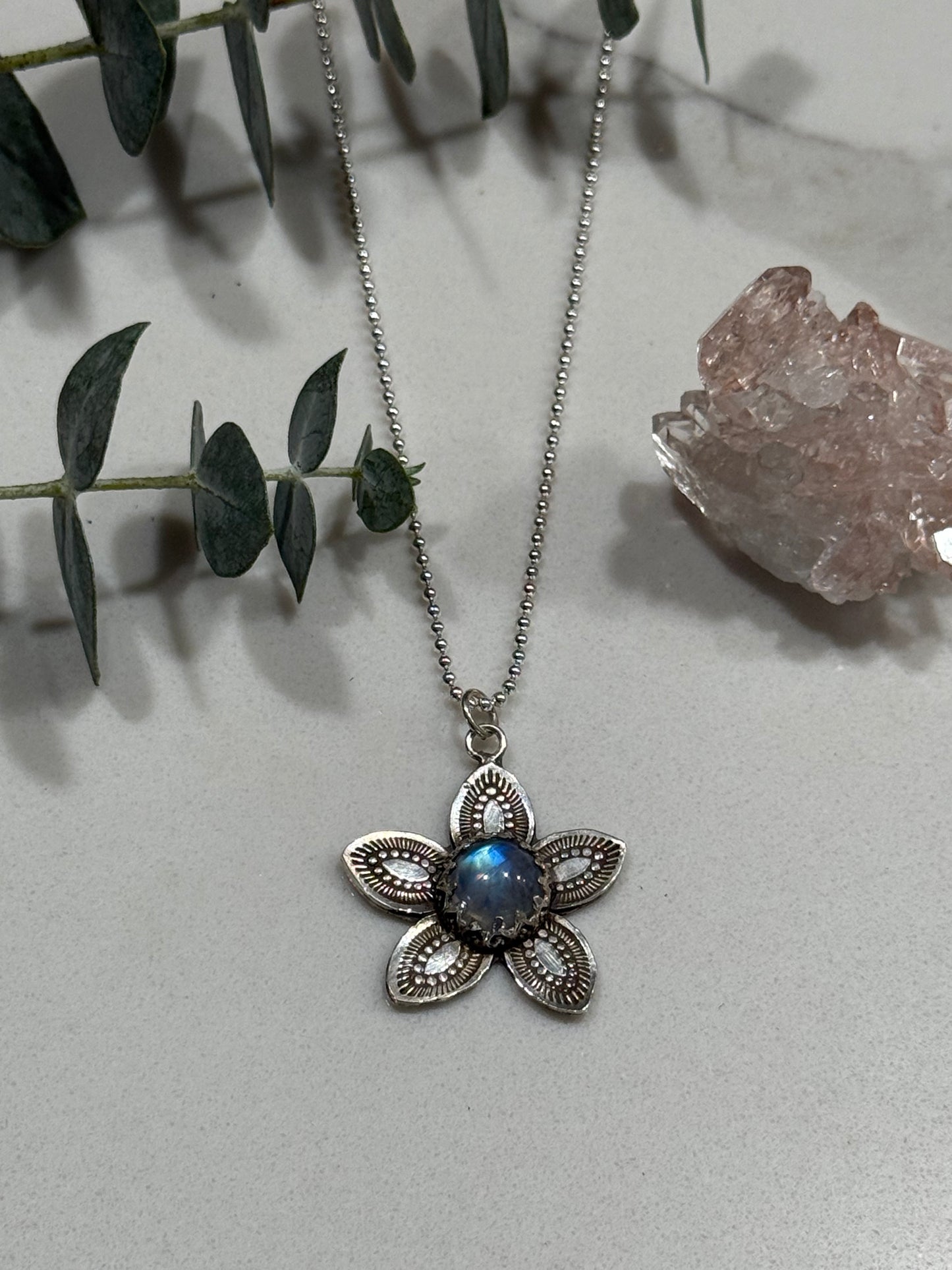 Moonstone Flower Necklace