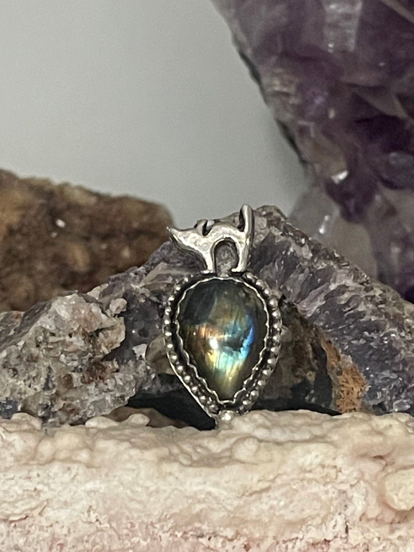 Labradorite Cat Ring size 8