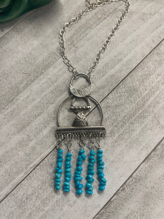 Turquoise Sleeping Beauty Dream Catcher Necklace