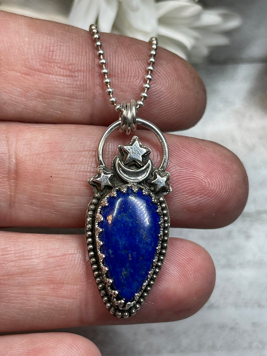 Lapis Lazuli Teardrop Cosmos Necklace