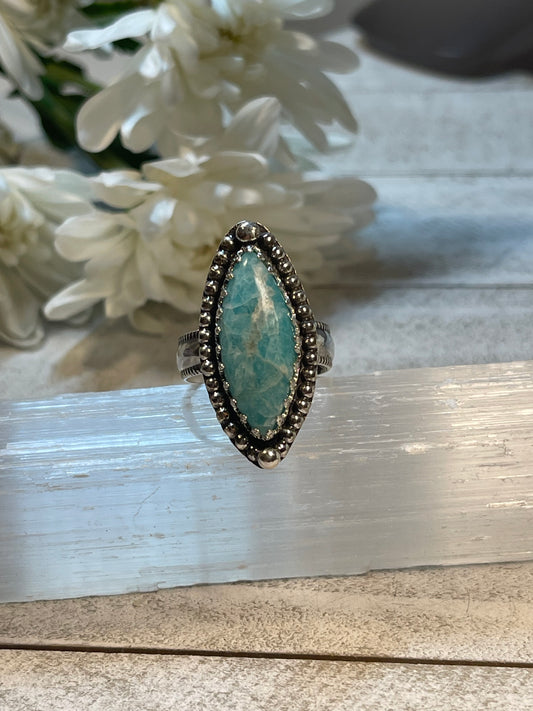 Amazonite Ring Sterling Silver Size 8