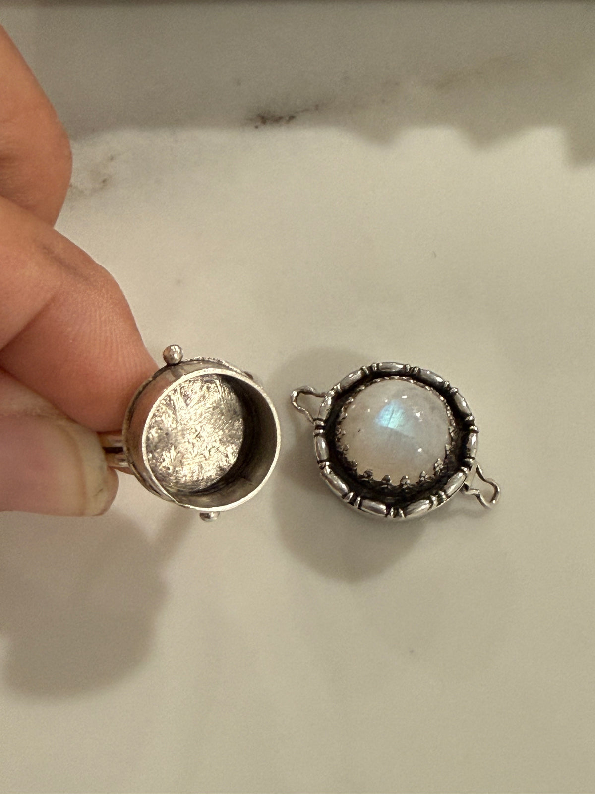 Moonstone Poison Ring sz 8