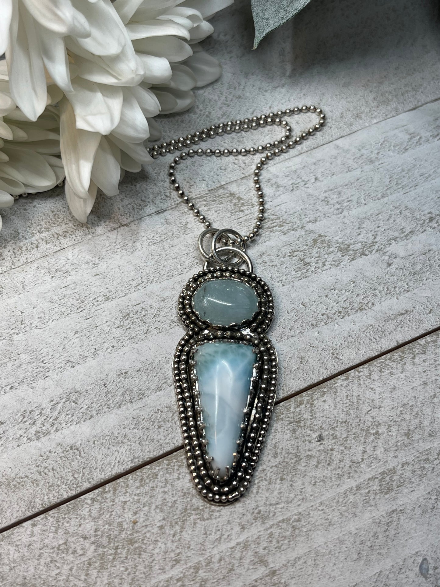 Aquamarine & Larimar Sterling Silver Necklace