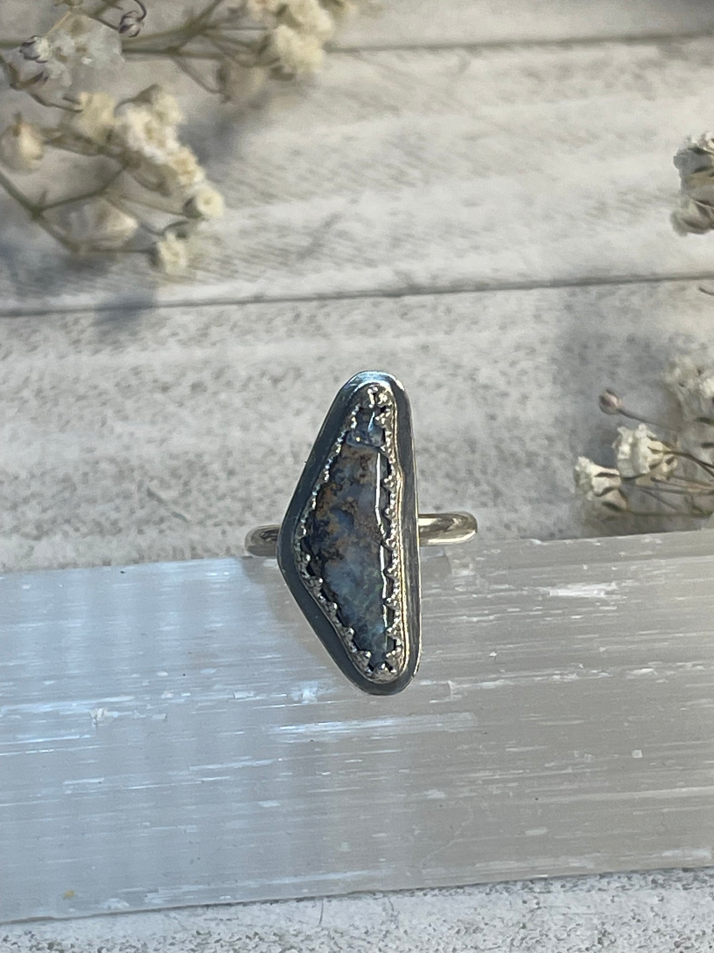 Boulder Opal Triangular Treasure Ring Size 6