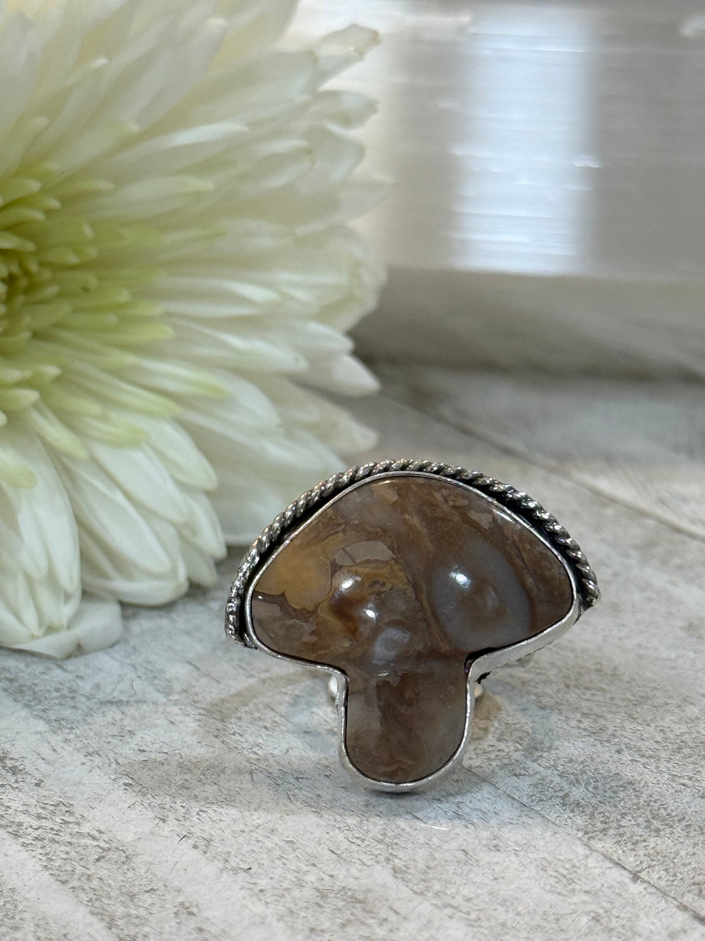 Agate Mushroom Ring size 8