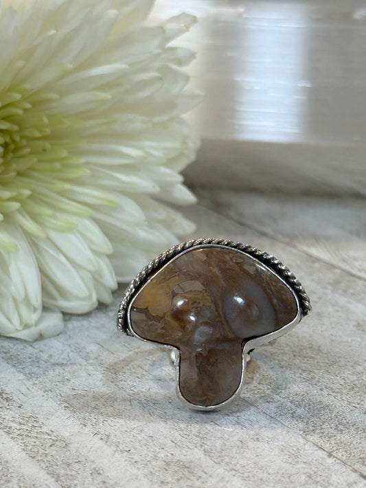Agate Mushroom Ring size 8