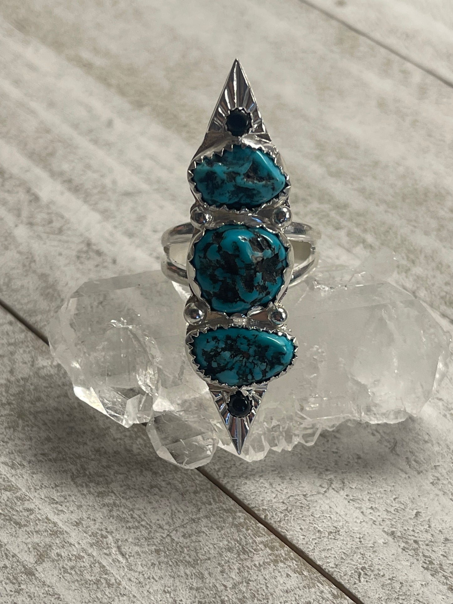 Turquoise ( Kingman) & Onyx Ring size 8 1/2