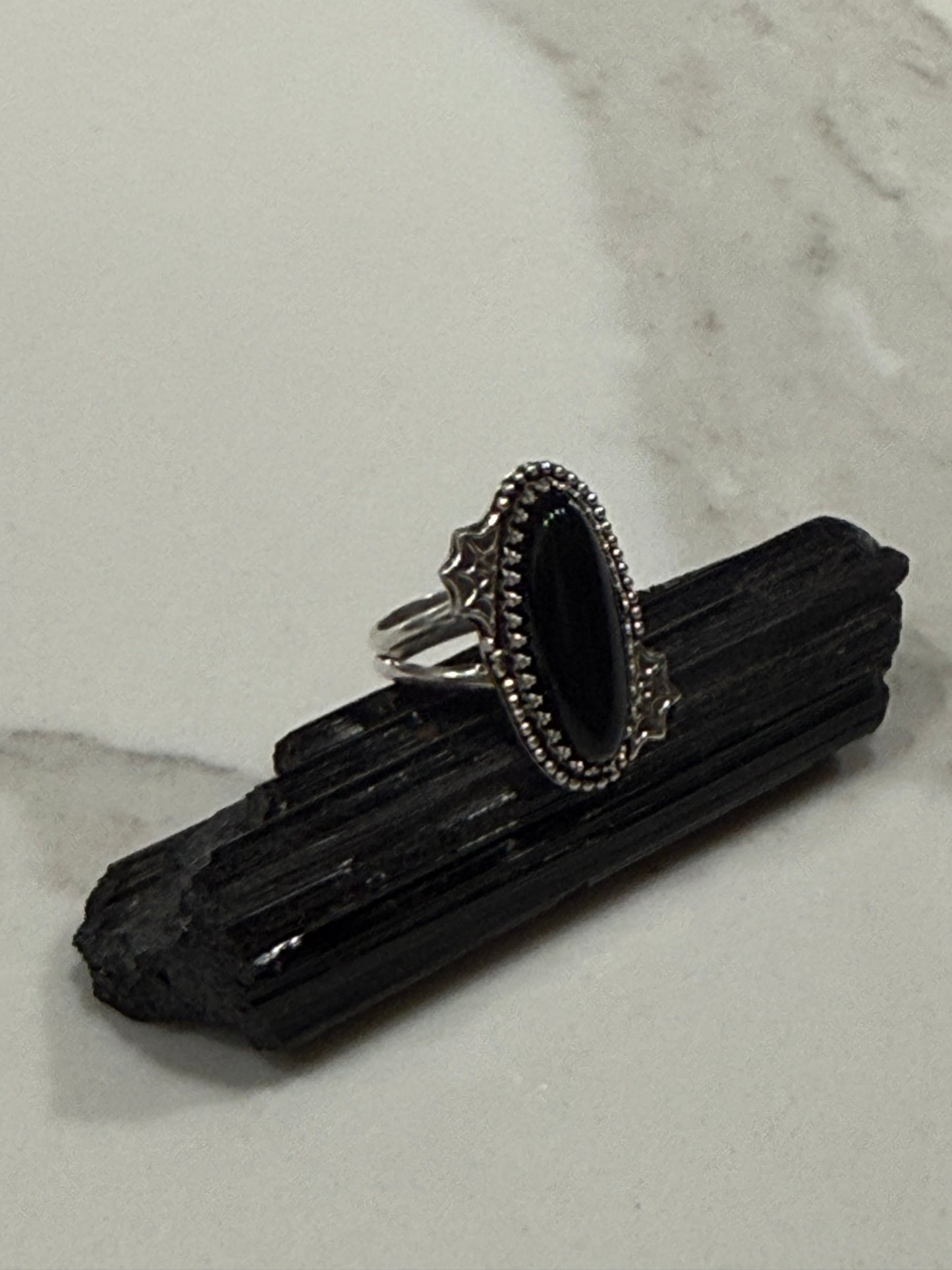 Onyx spiderweb ring size 8