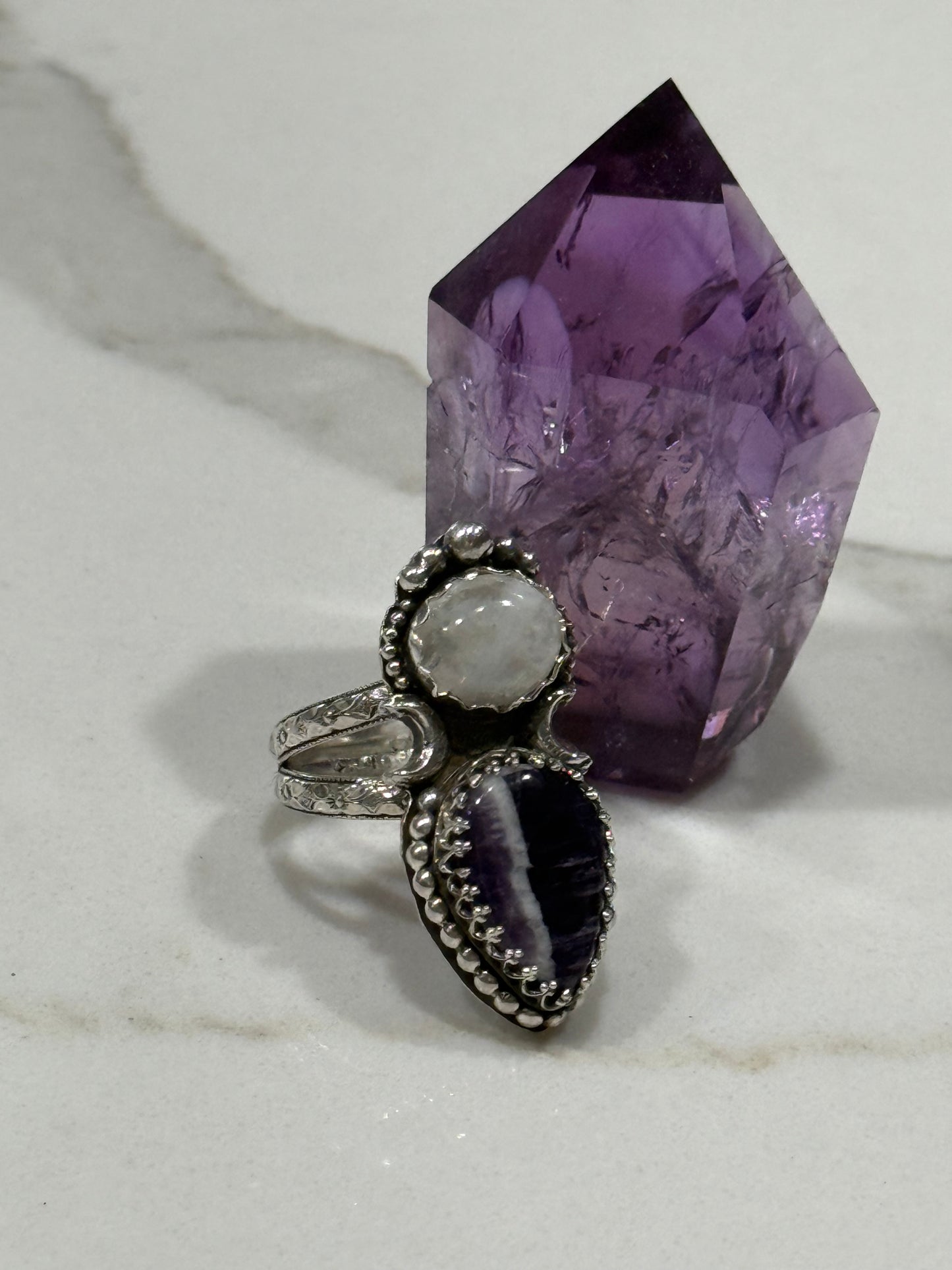 Amethyst and moonstone ring size 9