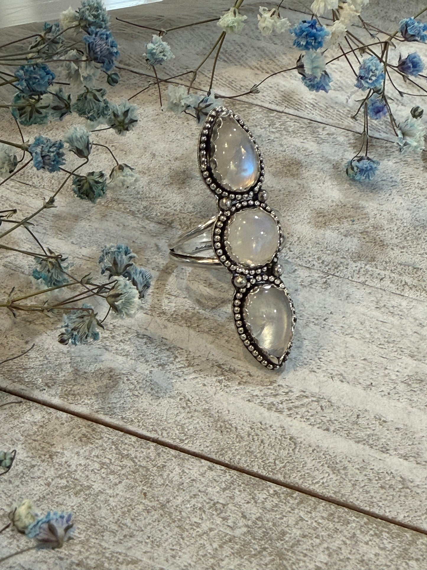 Moonstone multi stone ring size 9 1/2