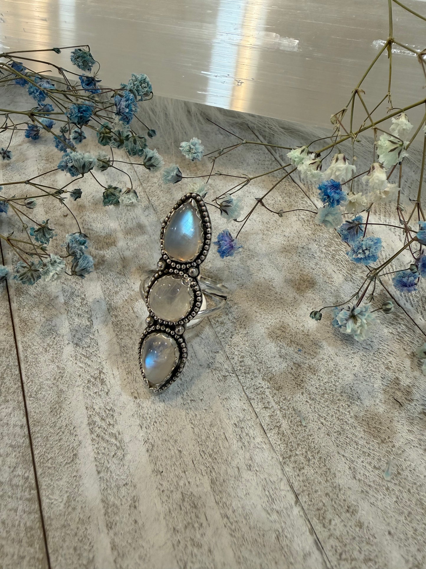 Moonstone multi stone ring size 9 1/2