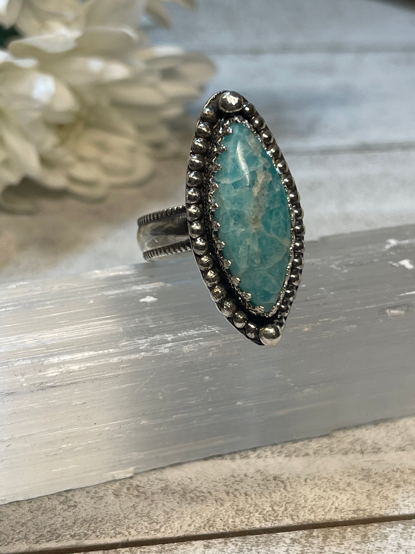 Amazonite Ring Sterling Silver Size 8